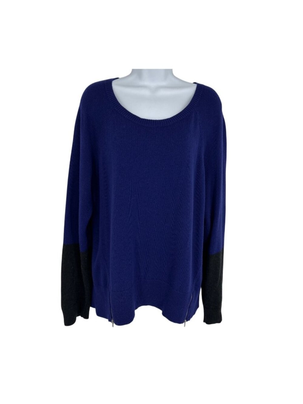 Eileen Fisher Women's Colorblock Long Sleeve Side Zipper Details Sweater Size XL